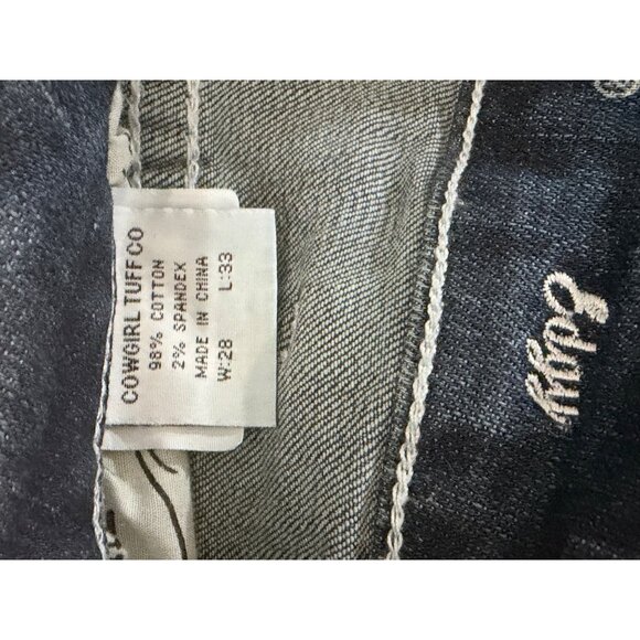 Cowgirl Tuff Co. Womens Bootcut Jeans W28 L33 Edgy Style Stretch Dark Wash Blue - Picture 7 of 14